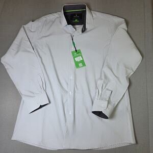 Tom Baine Performance Collection Shirt XL Slim Fit Polka Dot Button Front NWT